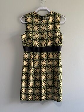 Milly 100% Silk Geometric Print Sleeveless Shift Dress Size 8
